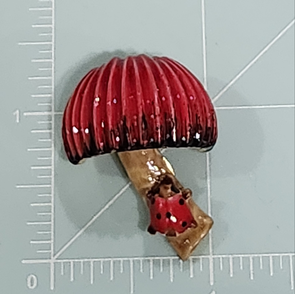 Original By Robert Red Mushroom And Ladybug Pin
